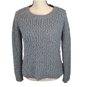 Popcorn Knit Gray/Blue Crew Neck‎ Sweater, Small